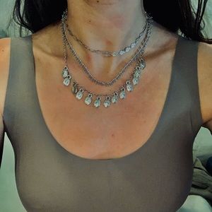 NWOT Free People silver and blue layered necklace